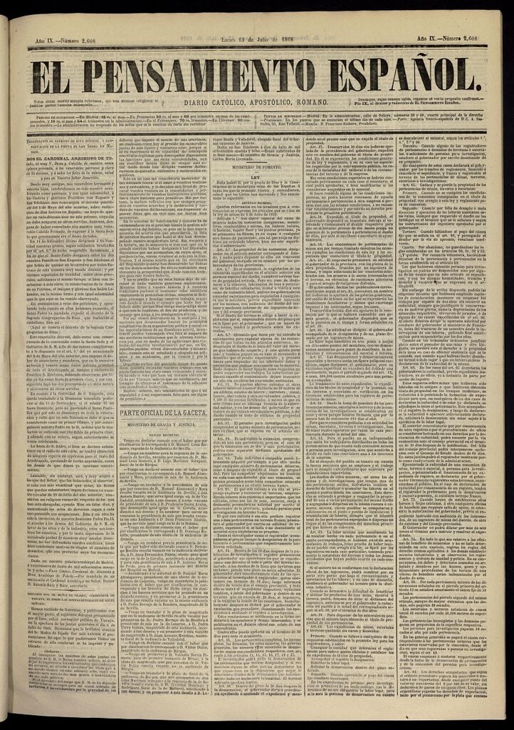 Miniatura de El Pensamiento Español del 13 de julio de 1868, nº 2608