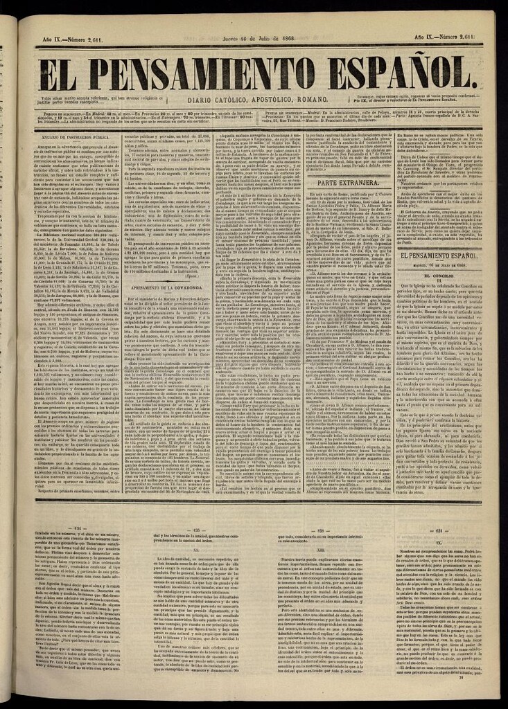 Miniatura de El Pensamiento Español del 16 de julio de 1868, nº 2611