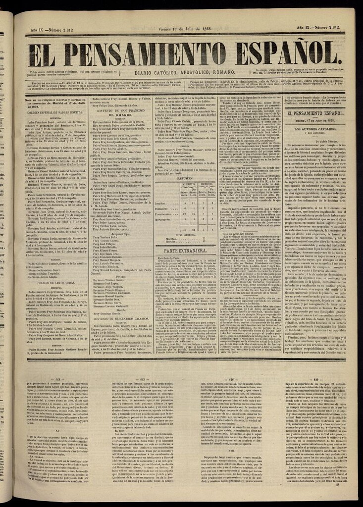 Miniatura de El Pensamiento Español del 17 de julio de 1868, nº 2612