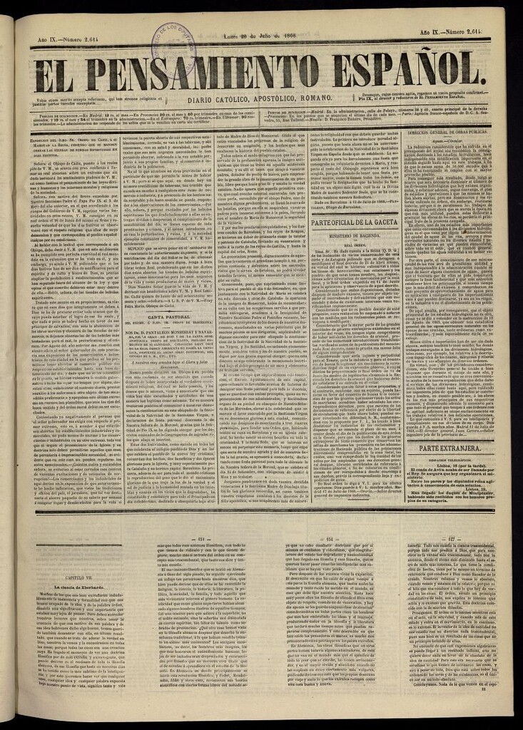 Miniatura de El Pensamiento Español del 20 de julio de 1868, nº 2614