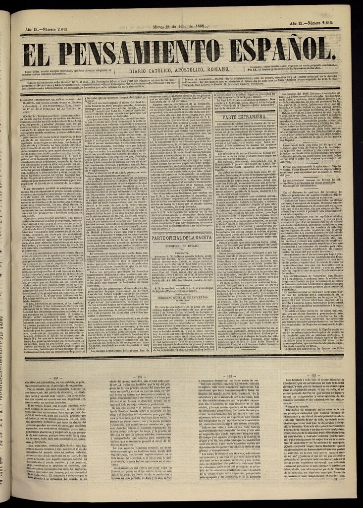 Miniatura de El Pensamiento Español del 21 de julio de 1868, nº 2615