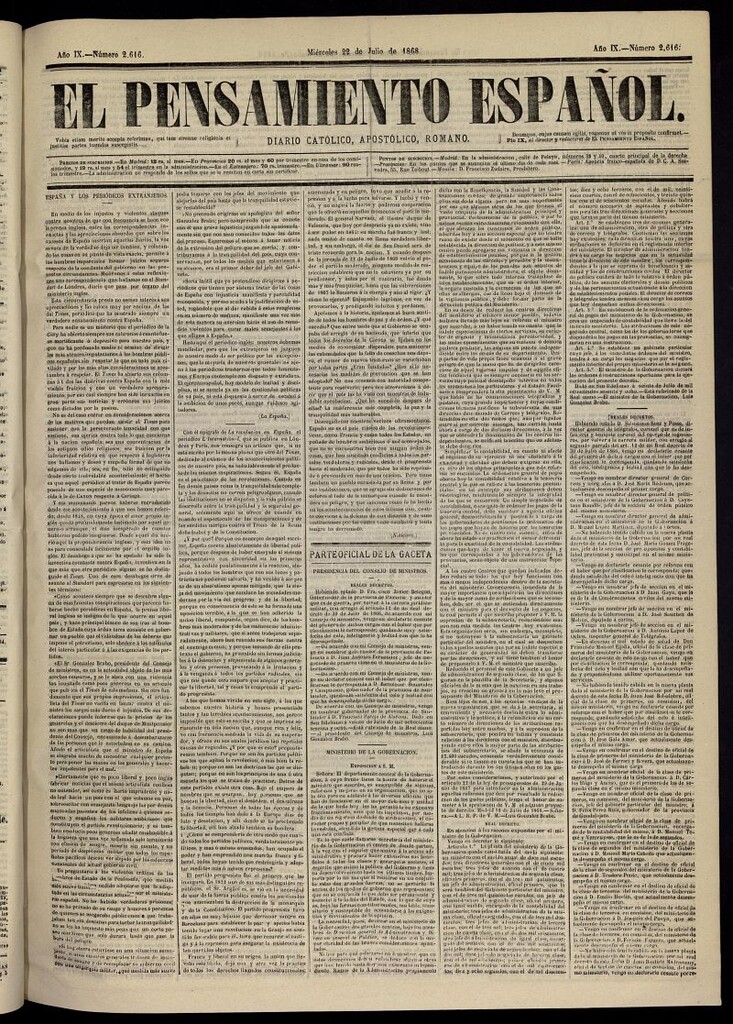 Miniatura de El Pensamiento Español del 22 de julio de 1868, nº 2616