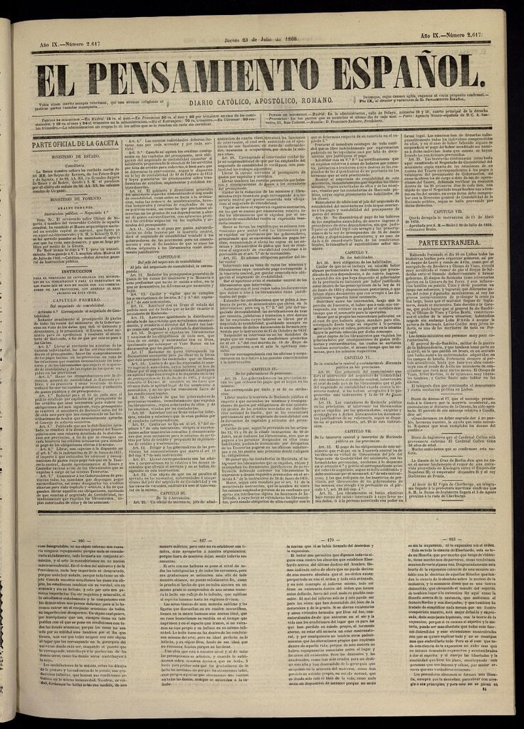 Miniatura de El Pensamiento Españoldel 23 de julio de 1868, nº 2617