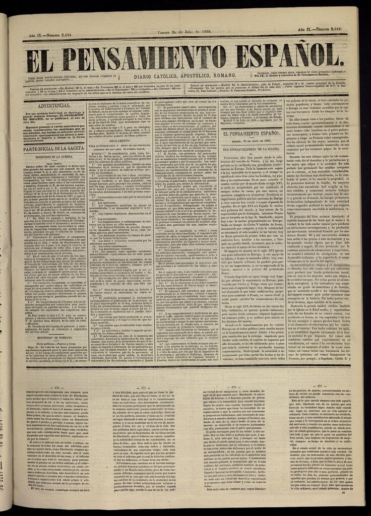 Miniatura de El Pensamiento Español del 24 de julio de 1868, nº 2618