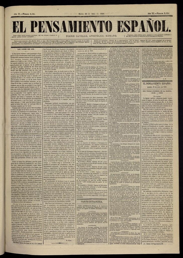 Miniatura de El Pensamiento Español del 28 de julio de 1868, nº 2620