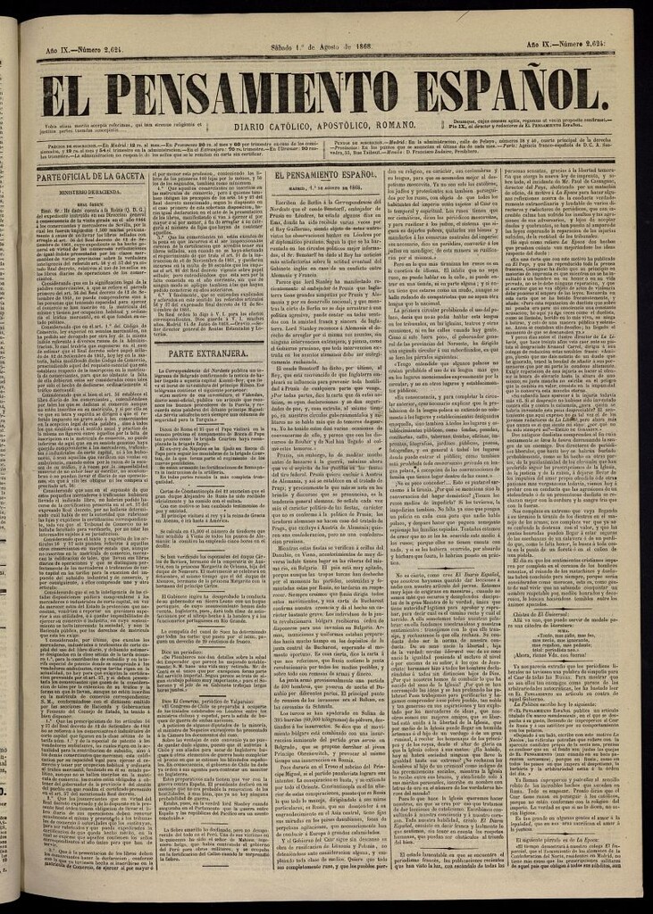 Miniatura de El Pensamiento Español del 1 de agosto de 1868, nº 2624