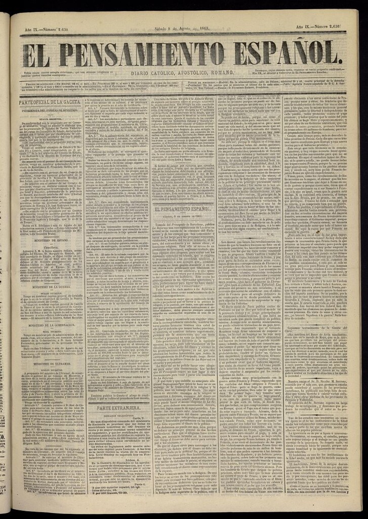 Miniatura de El Pensamiento Español del 8 de agosto de 1868, nº 2630
