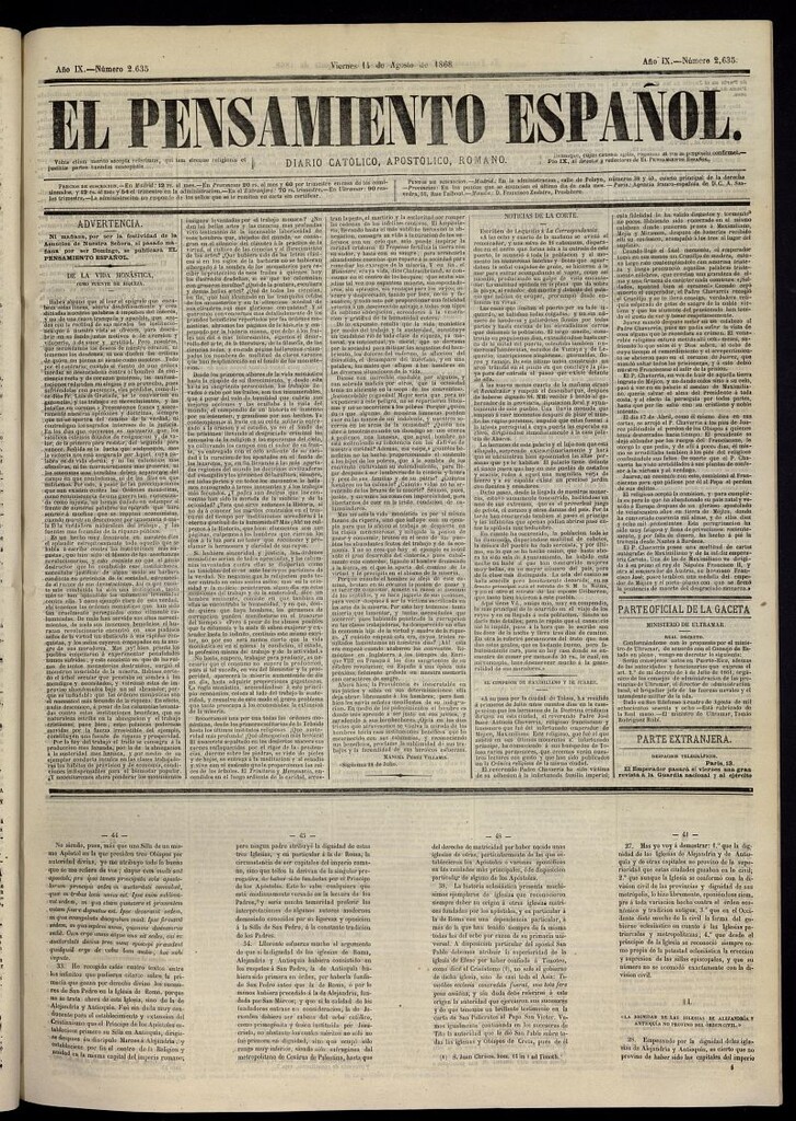 Miniatura de El Pensamiento Español del 14 de agosto de 1868, nº 2635