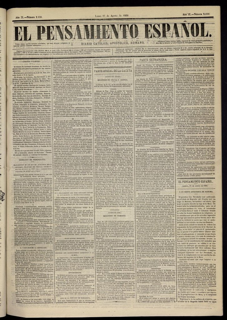 Miniatura de El Pensamiento Español del 17 de agosto de 1868, nº 2636