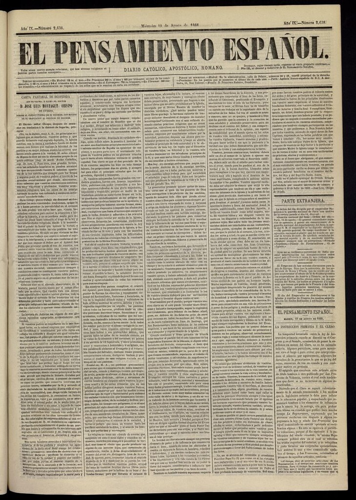 Miniatura de El Pensamiento Español del 19 de agosto de 1868, nº 2638