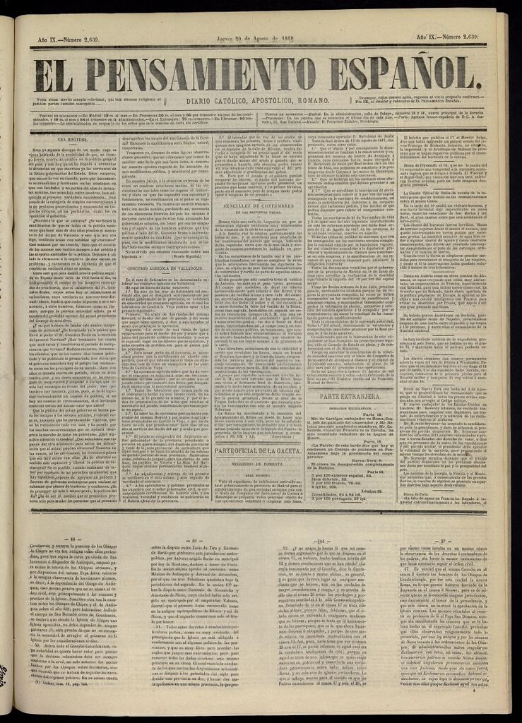 Miniatura de El Pensamiento Español del 20 de agosto de 1868, nº 2639