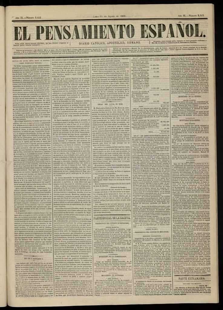 Miniatura de El Pensamiento Español del 24 de agosto de 1868, nº 2642