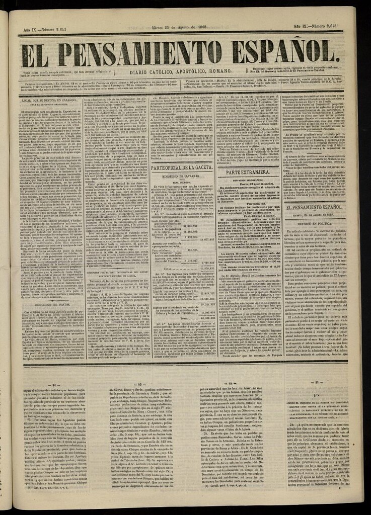 Miniatura de El Pensamiento Español del 25 de agosto de 1868, nº 2643