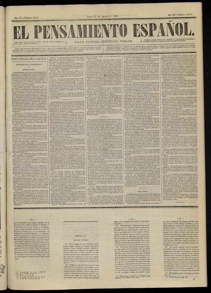 Miniatura de El Pensamiento Español del 27 de agosto de 1868, nº 2645