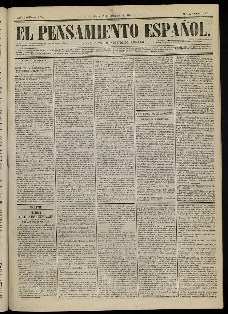 Miniatura de El Pensamiento Español del 15 de septiembre de 1868, nº 2660