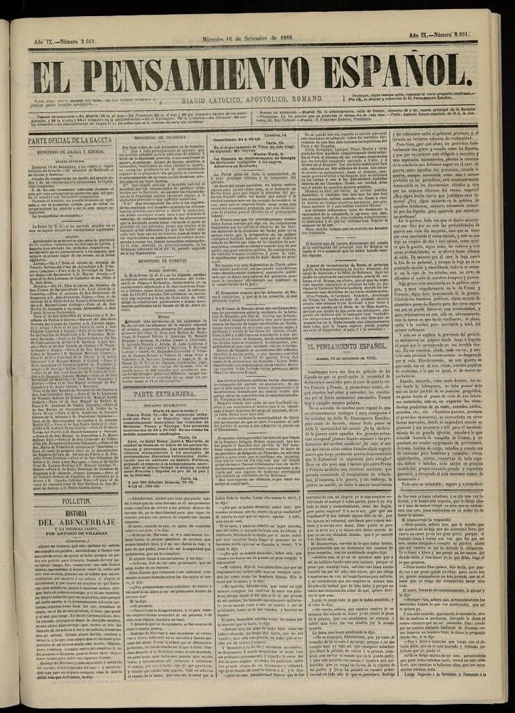 Miniatura de El Pensamiento Español del 16 de septiembre de 1868, nº 2661