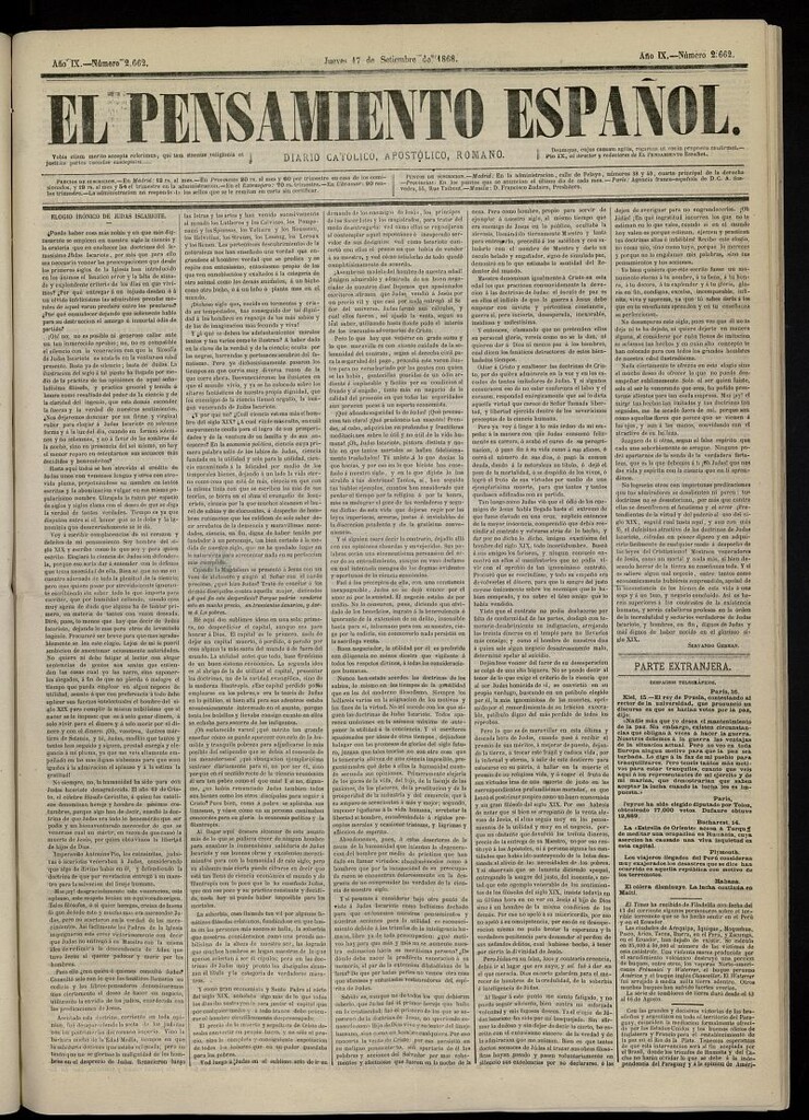 Miniatura de El Pensamiento Español del 17 de septiembre de 1868, nº 2662