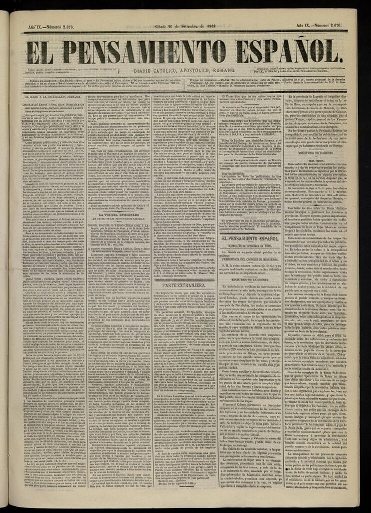 Miniatura de El Pensamiento Español del 26 de septiembre de 1868, nº 2670
