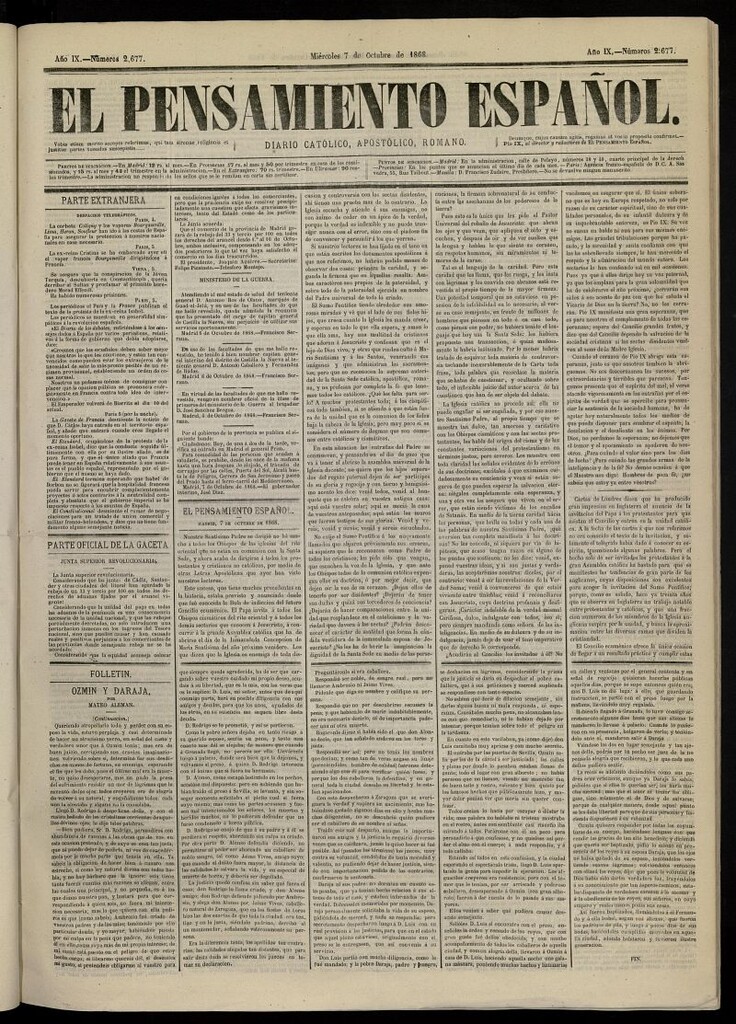 Miniatura de El Pensamiento Español del 7 de octubre de 1868, nº 2677