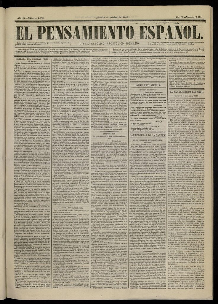 Miniatura de El Pensamiento Español del 8 de octubre de 1868, nº 2678