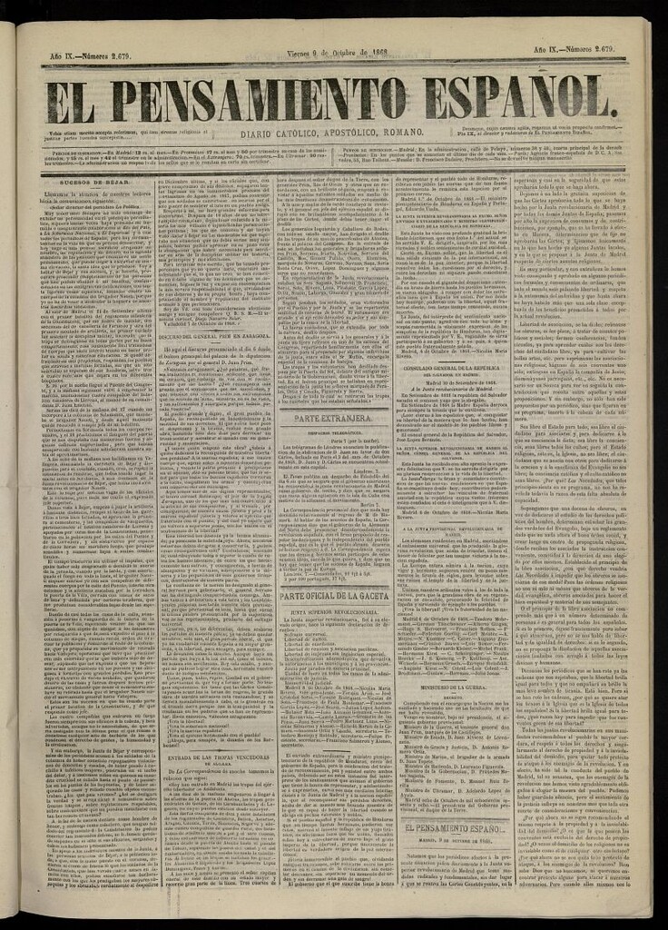 Miniatura de El Pensamiento Español del 9 de octubre de 1868, nº 2679