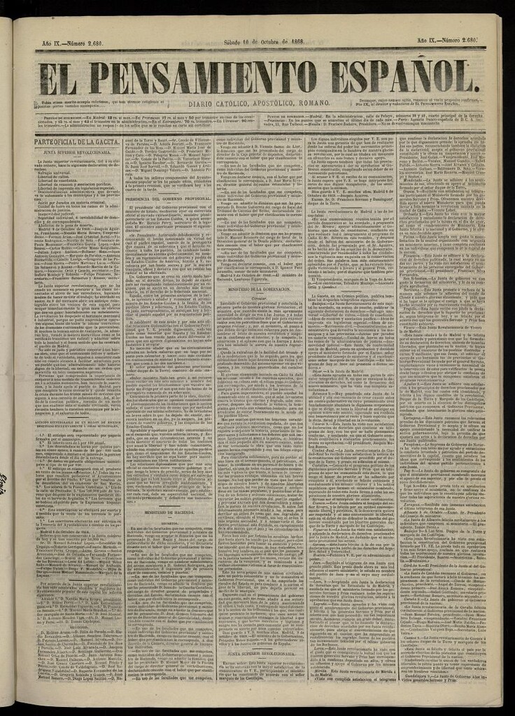 Miniatura de El Pensamiento Español del 10 de octubre de 1868, nº 2680