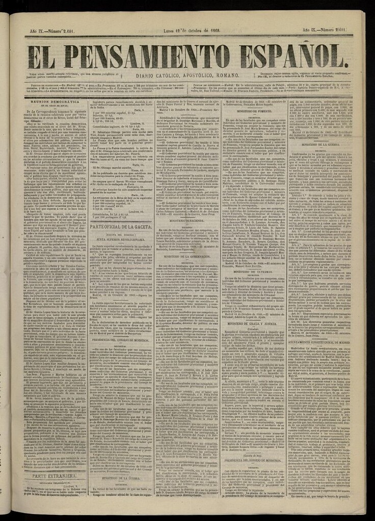 Miniatura de El Pensamiento Español del 12 de octubre de 1868, nº 2681