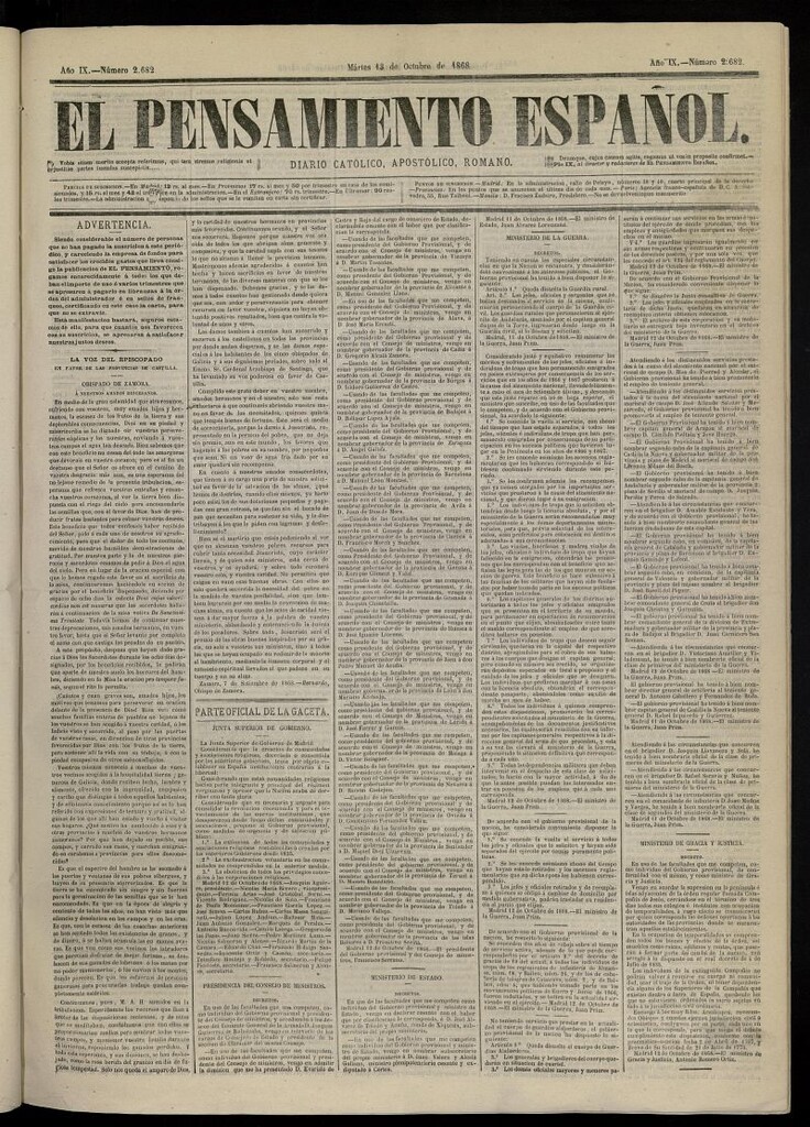 Miniatura de El Pensamiento Español del 13 de octubre de 1868, nº 2682