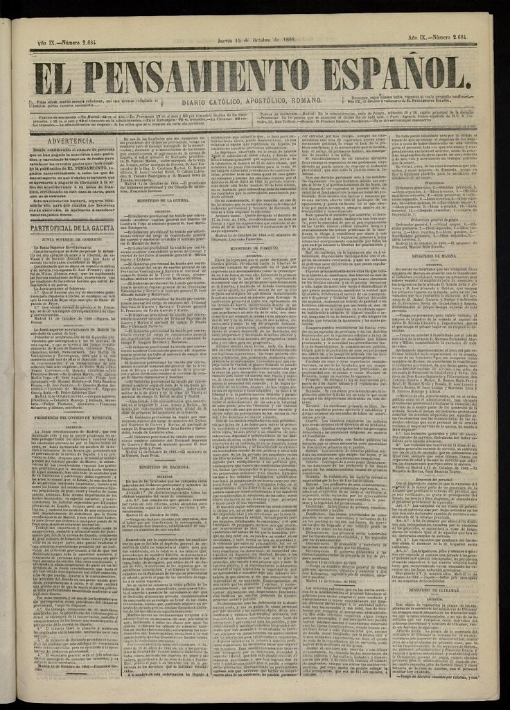 Miniatura de El Pensamiento Español del 15 de octubre de 1868, nº 2684