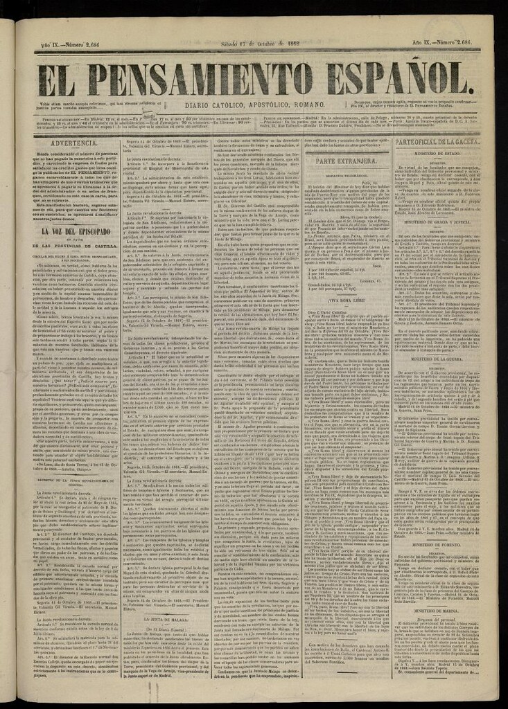 Miniatura de El Pensamiento Español del 17 de octubre de 1868, nº 2686