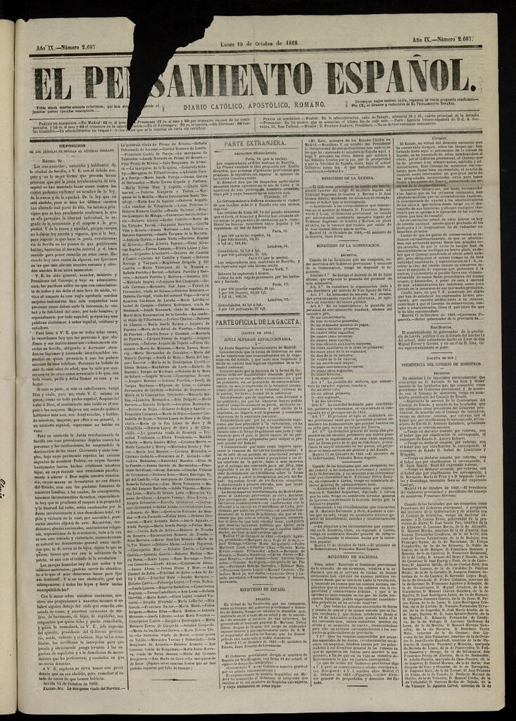 Miniatura de El Pensamiento Español del 19 de octubre de 1868, nº 2687
