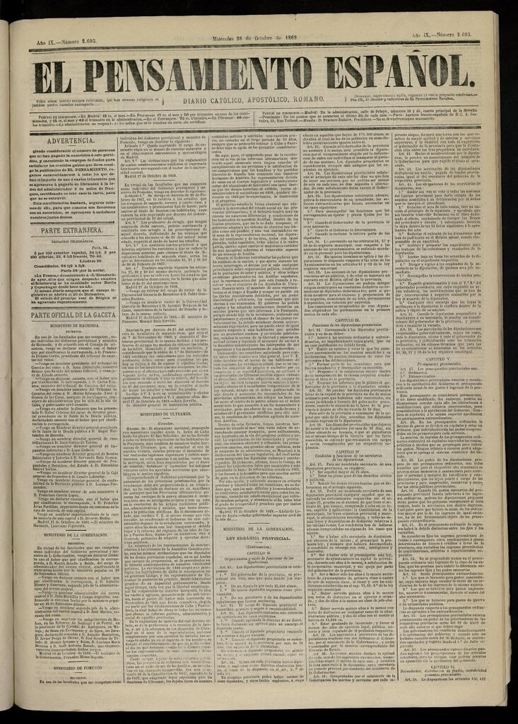 Miniatura de El Pensamiento Español del 28 de octubre de 1868, nº 2695