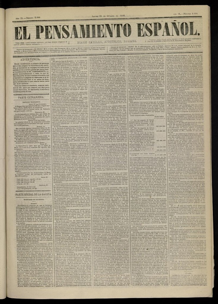 Miniatura de El Pensamiento Español del 29 de octubre de 1868, nº 2696