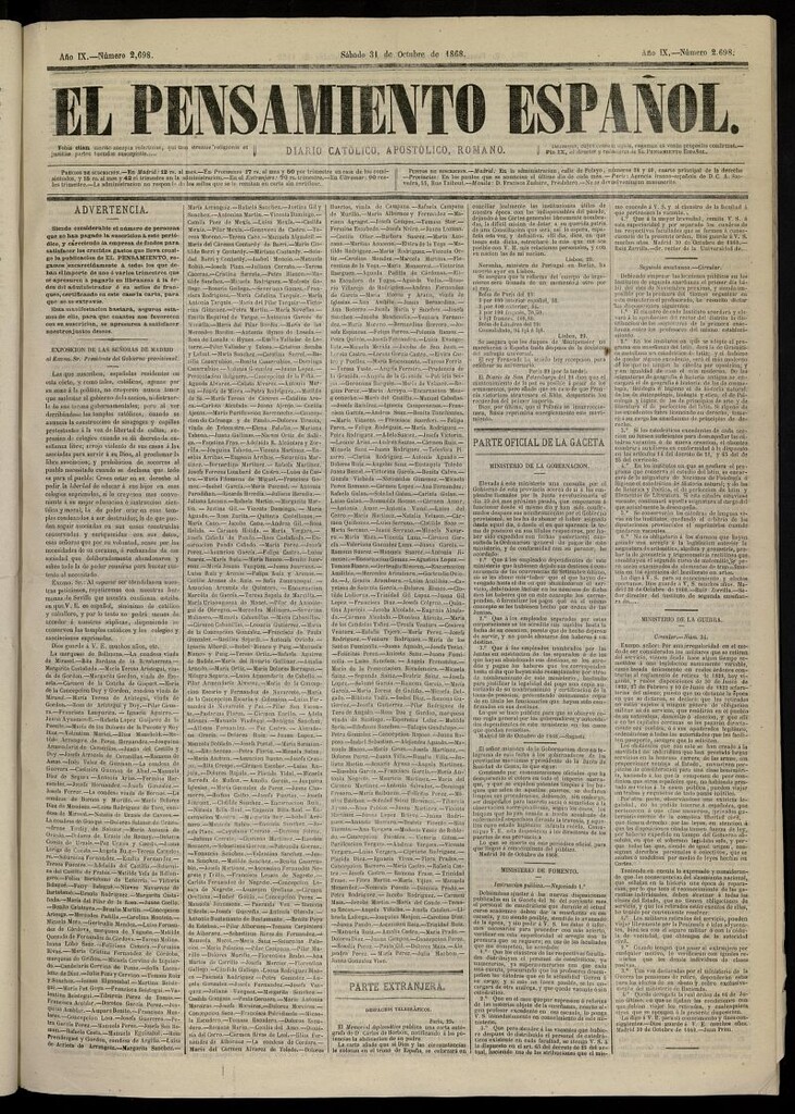 Miniatura de El Pensamiento Español del 31 de octubre de 1868, nº 2698
