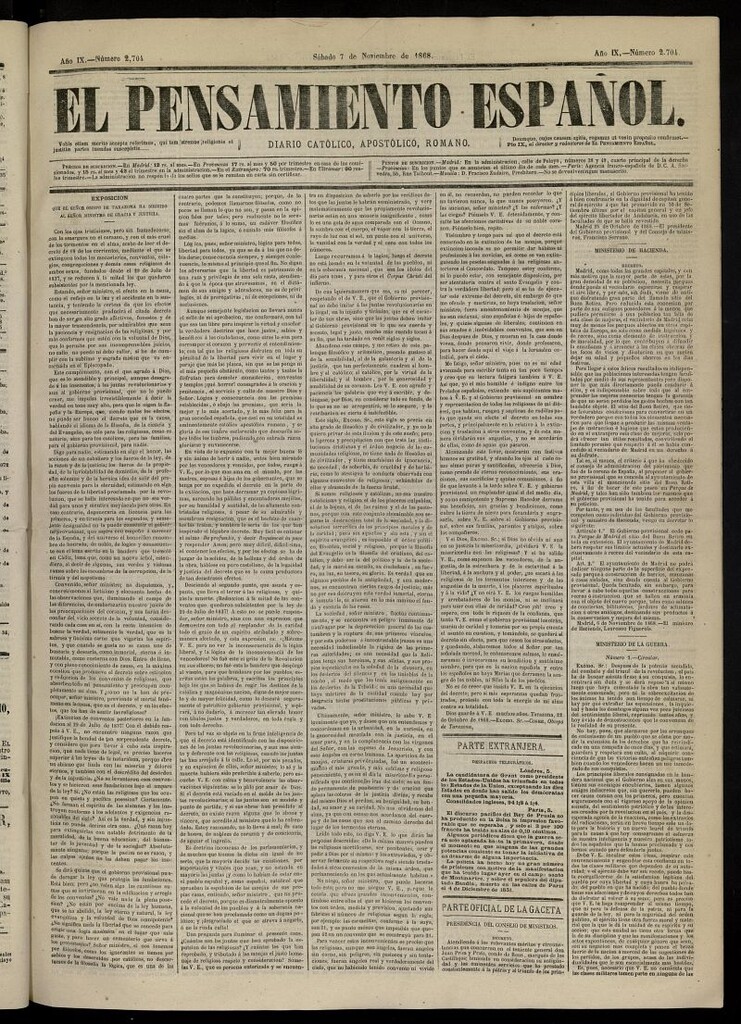 Miniatura de El Pensamiento Español del 7 de noviembre de 1868, nº 2704