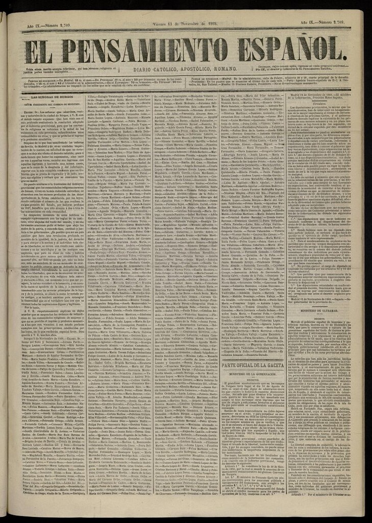 Miniatura de El Pensamiento Español del 13 de noviembre de 1868, nº 2709