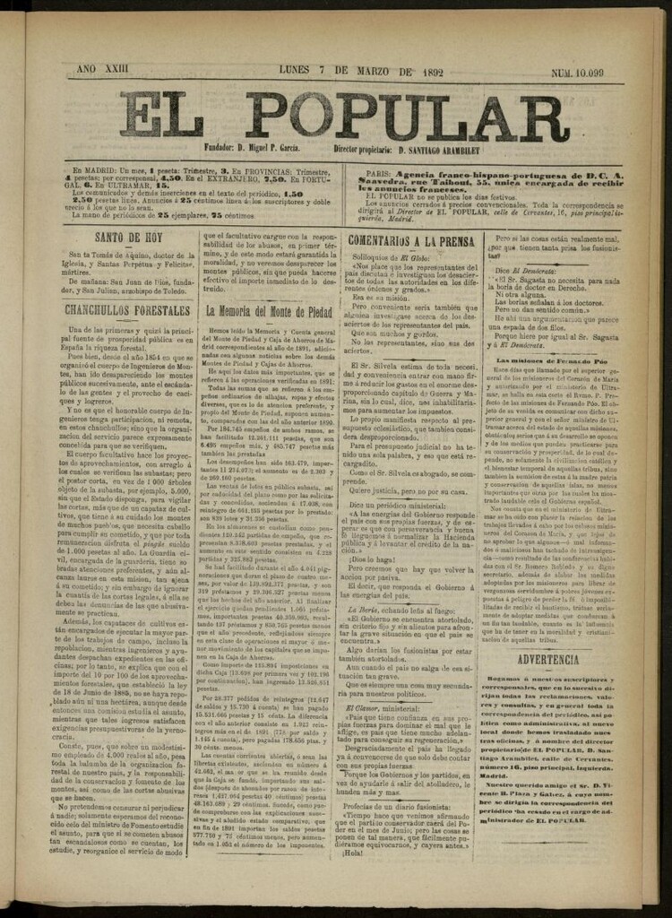 Miniatura de El Pensamiento Español del 17 de noviembre de 1868, nº 2712