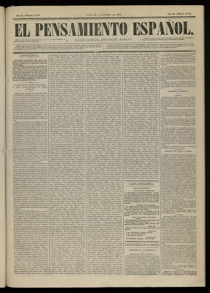 Miniatura de El Pensamiento Español del 26 de noviembre de 1868, nº 2720