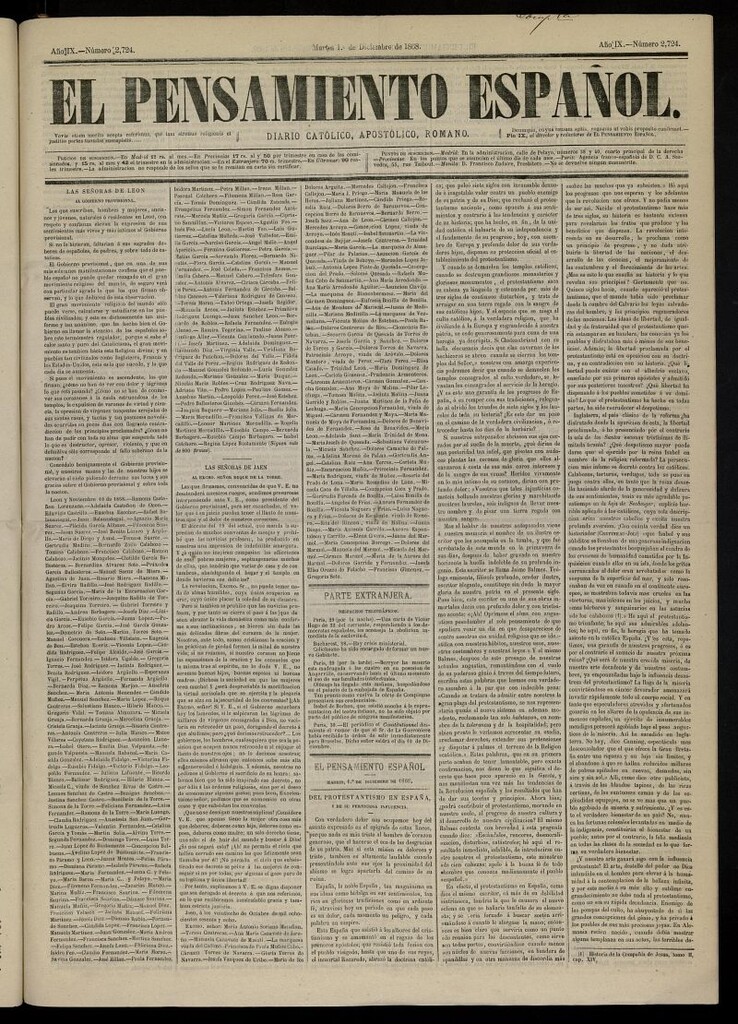 Miniatura de El Pensamiento Español del 1 de diciembre de 1868, nº 2724