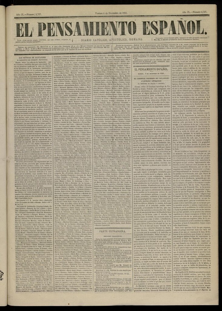 Miniatura de El Pensamiento Español del 4 de diciembre de 1868, nº 2727