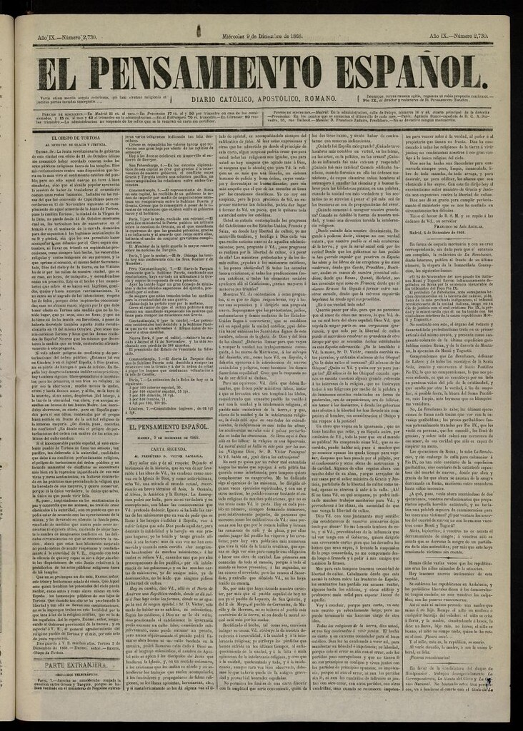 Miniatura de El Pensamiento Español del 9 de diciembre de 1868, nº 2730
