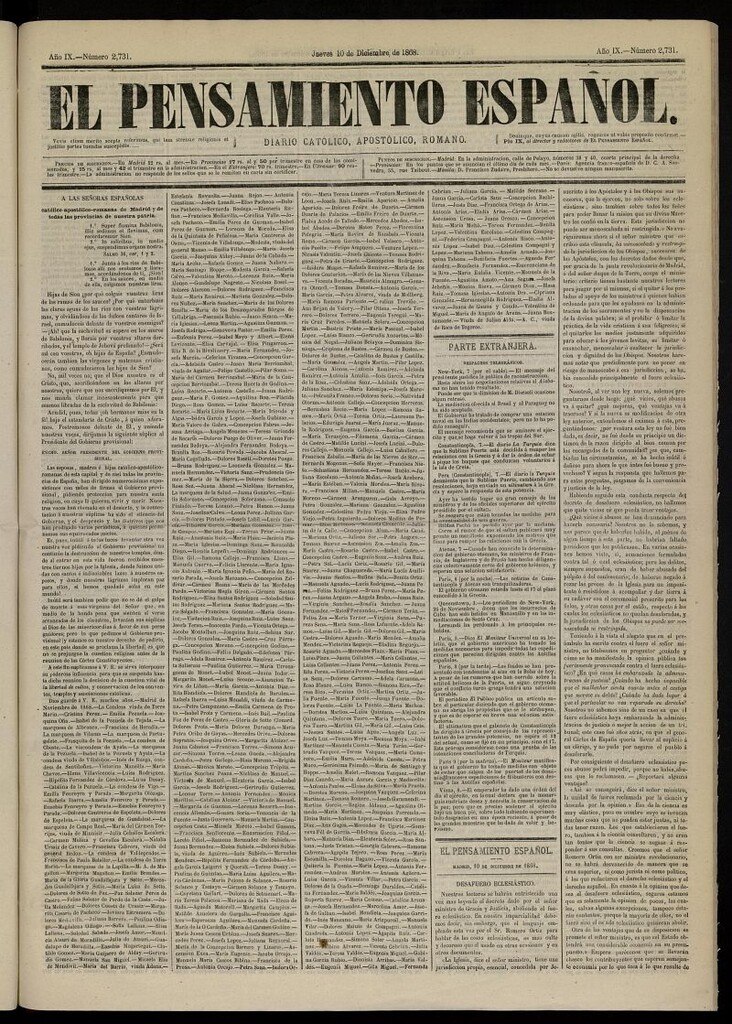 Miniatura de El Pensamiento Español del 10 de diciembre de 1868, nº 2731