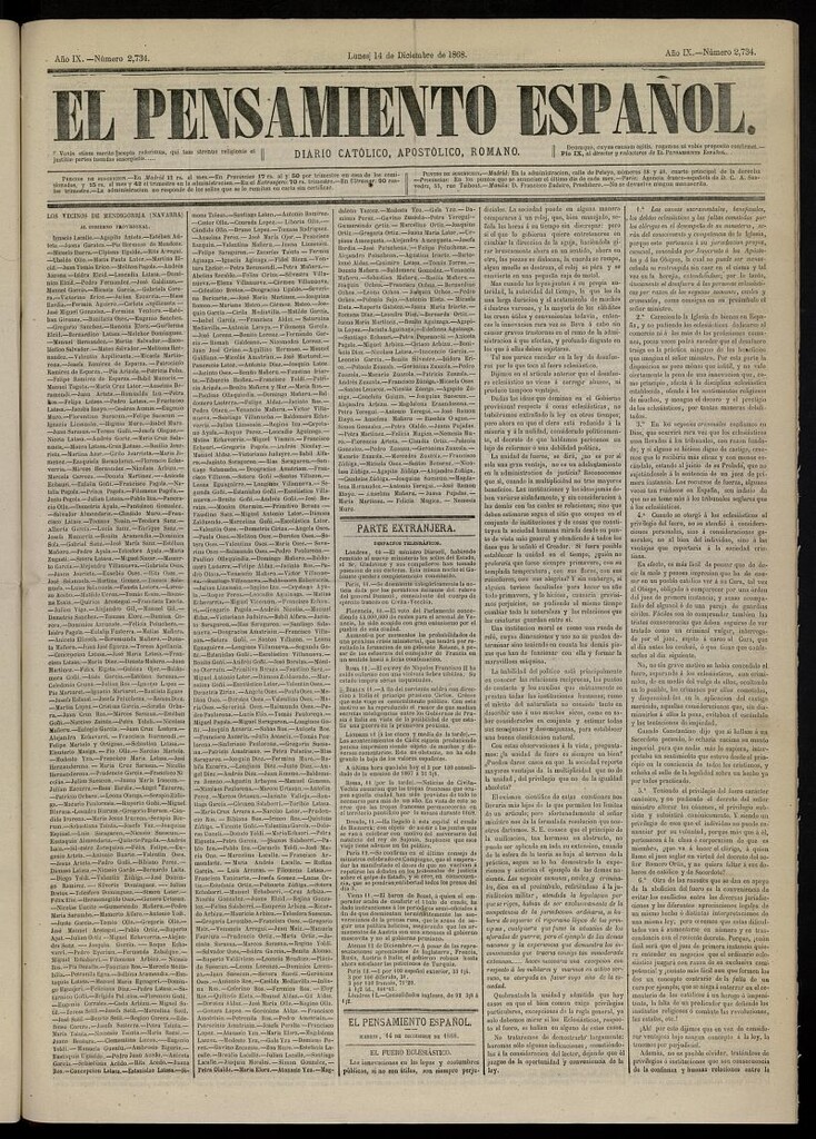 Miniatura de El Pensamiento Español del 14 de diciembre de 1868, nº 2734