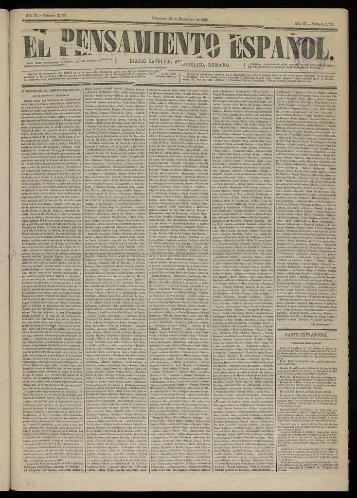 Miniatura de El Pensamiento Español del 16 de diciembre de 1868, nº 2736