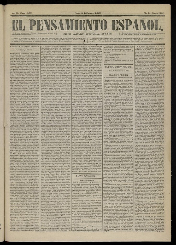 Miniatura de El Pensamiento Español del 18 de diciembre de 1868, nº 2738