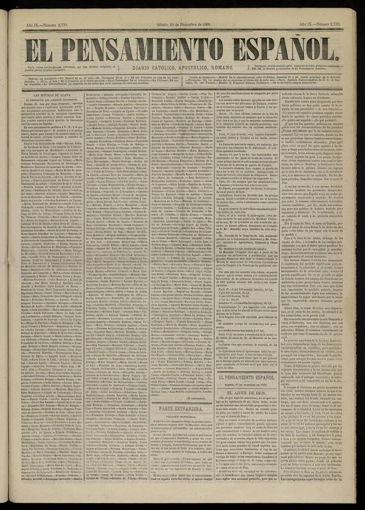 Miniatura de El Pensamiento Español del 19 de diciembre de 1868, nº 2739