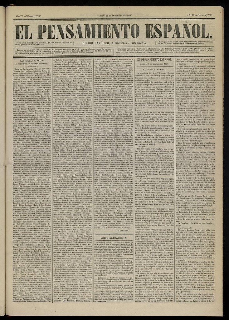 Miniatura de El Pensamiento Español del 21 de diciembre de 1868, nº 2740
