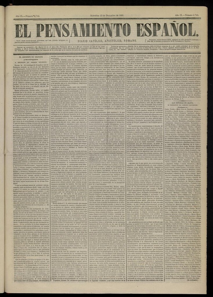 Miniatura de El Pensamiento Español del 23 de diciembre de 1868, nº 2742