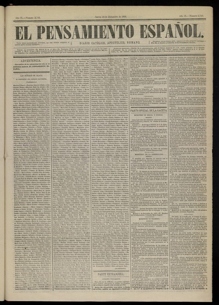 Miniatura de El Pensamiento Español del 24 de diciembre de 1868, nº 2743