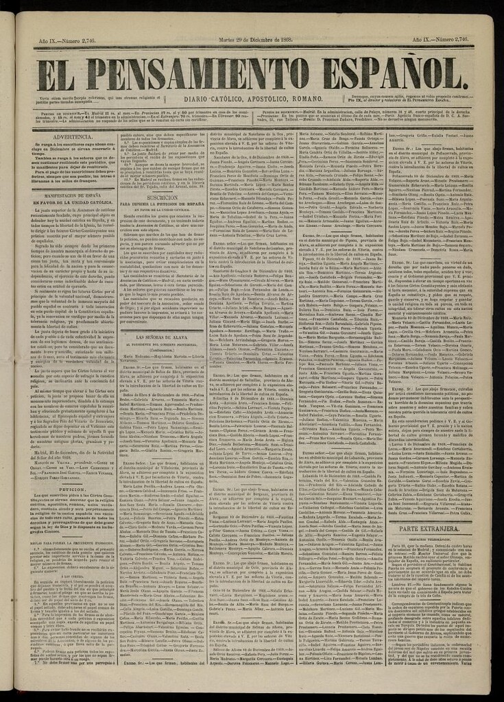 Miniatura de El Pensamiento Español del 29 de diciembre de 1868, nº 2746